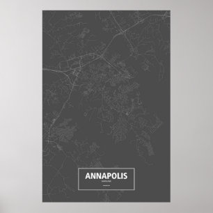 Annapolis, Maryland (weiß auf Schwarzem) Poster
