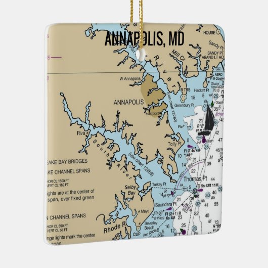 Annapolis MD Chart Keramikornament (Rechts)