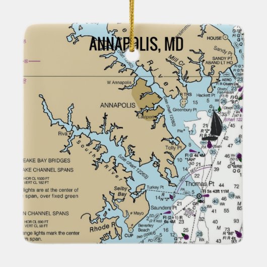Annapolis MD Chart Keramikornament (Rückseite)