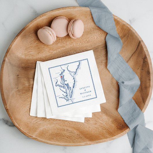 Annapolis MD Chesapeake Bay Map Elegant Wedding Serviette