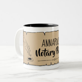 Annapolis Notary Public Scroll Feather Quill Zweifarbige Tasse
