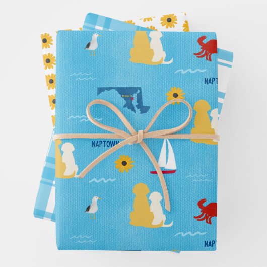 Annapolis Pups Sommerzeit Geschenkwrap Set 3 Geschenkpapier Set (Beispiel)