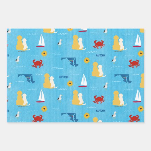 Annapolis Pups Sommerzeit Geschenkwrap Set 3 Geschenkpapier Set (Vorderseite)