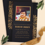 Annaprashan Black Gold First Rice Zeremonie Foto Einladung