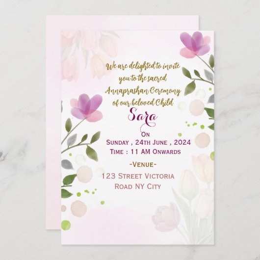 Annaprashan Ceremony Invitations Einladung (Vorne/Hinten)