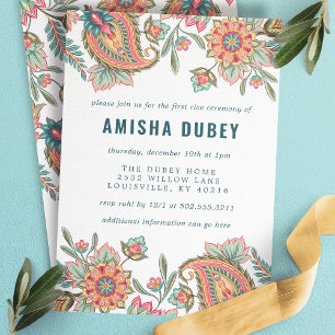 Annaprashan Erste Reiszeremonie Paisley Floral Einladung