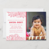 Annaprashan First Rice Zeremonie Floral Paisley Einladung (Vorderseite)