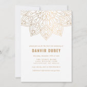 Annaprashan Gold White Mandala Erster Reis Zeremon Einladung (Vorderseite)