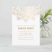 Annaprashan Gold White Mandala Erster Reis Zeremon Einladung (Stehend Vorderseite)