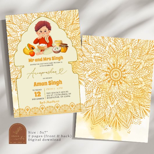 Annaprashan Indian Baby Boy Rice Füttre Zeremonie Einladung