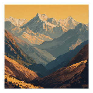 Annapurna-Gebirgszug Nepal Vintage Poster