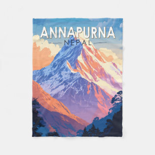 Annapurna Nepal Reise Kunst Vintage Fleecedecke