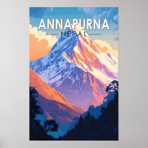 Annapurna Nepal Reise Kunst Vintage Poster