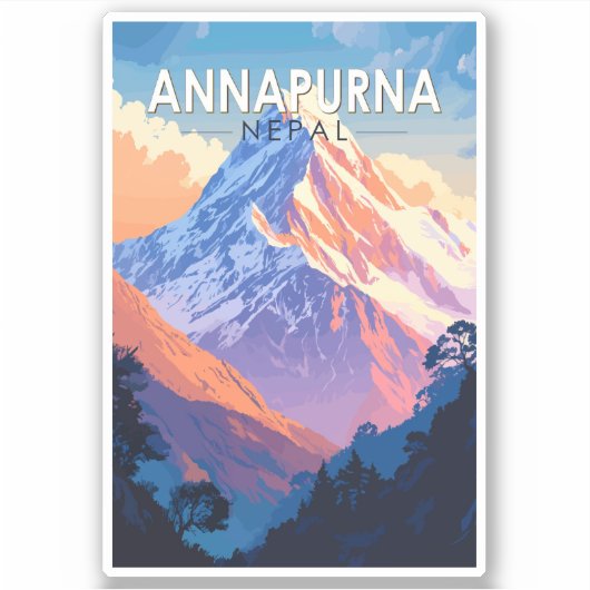 Annapurna Nepal Reisen Vintag Aufkleber (Vorderseite)