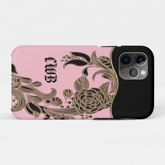 Annarose Elegant Chic Cool Pink Monogram Case-Mate iPhone Hülle (Rückseite (Horizontal))