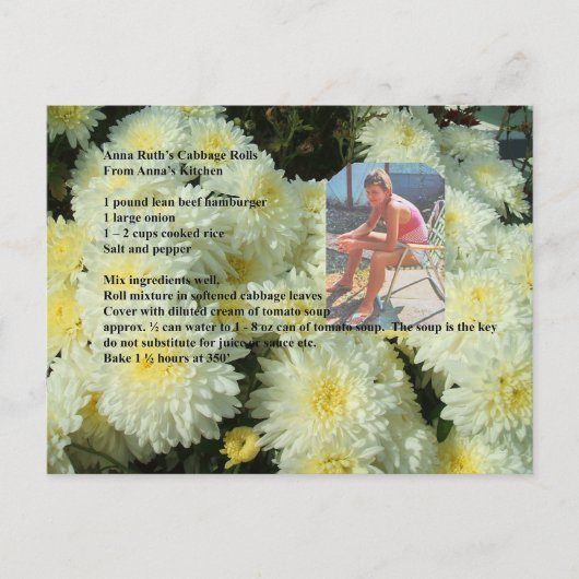AnnaRuth's Cabbage Rolls Rezept Postkarte (Vorderseite)