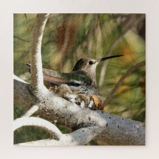 Anna's Hummingbird auf Nest Puzzle (Vertikal)