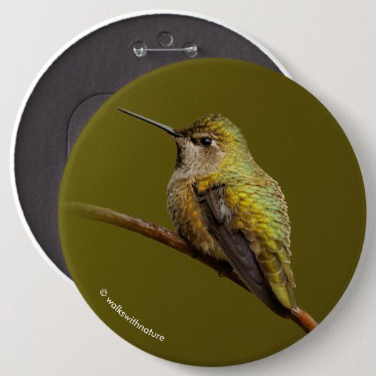 Anna's Hummingbird auf Scarlet Trumpetvine Button (Vorne & Hinten)