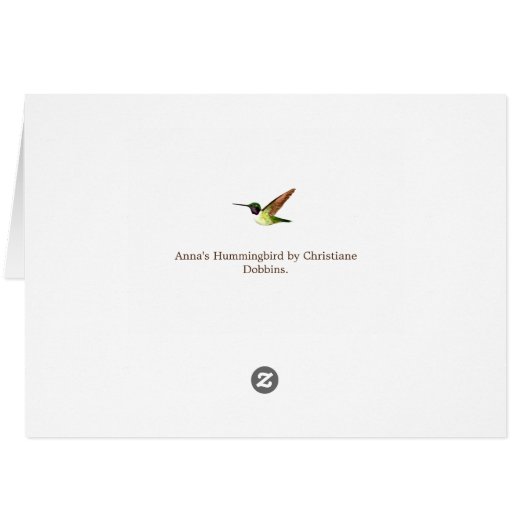 Anna's Hummingbird Geburtstagskarte (Rückseite Horizontal)