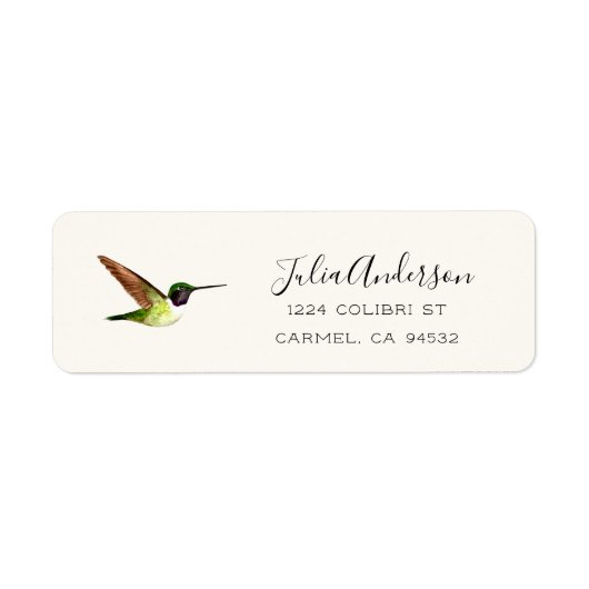 Anna's Hummingbird Return Address Label (Vorne)