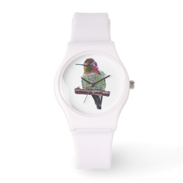 Anna's Hummingbird Silikon-Armbanduhr Armbanduhr (Vorderseite)