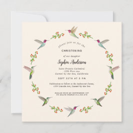 Anna's Hummingbirds Christening Invitation
