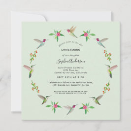 Anna's Hummingbirds Christening Invitation
