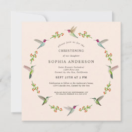Anna's Hummingbirds Christening Invitation