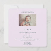 Anna's Hummingbirds Taufe mit Foto (Rückseite)