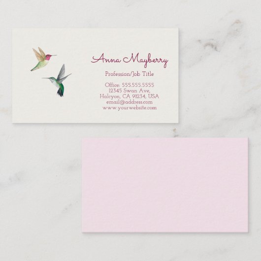 Anna's Hummingbirds Visitenkarte (Vorne/Hinten)