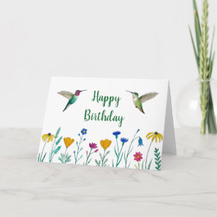 Anna's Hummingvögel und Wildblumen Geburtstag Karte