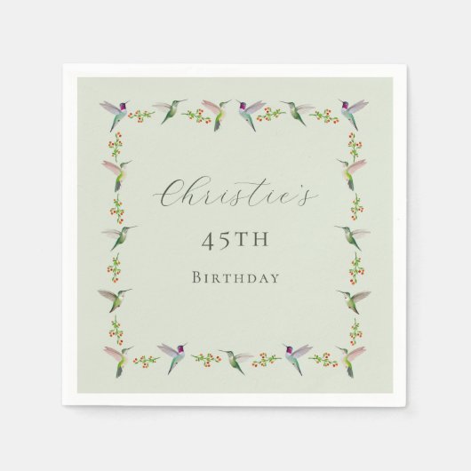 Anna's Kolibris Geburtstag Serviette (Vorderseite)