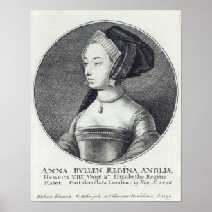 Anne Boleyn, geätzt von Wenzelaus Hollar, 1649 Poster