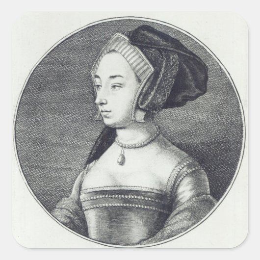 Anne Boleyn, geätzt von Wenzelaus Hollar, 1649 Quadratischer Aufkleber (Vorderseite)