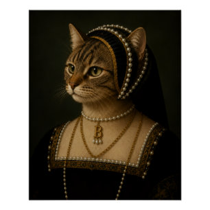 Anne Boleyn Katzenporträt – Tudor-Königin Renaissa Poster
