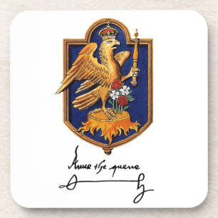 Anne Boleyn Unterschrift und Wappen Getränkeuntersetzer