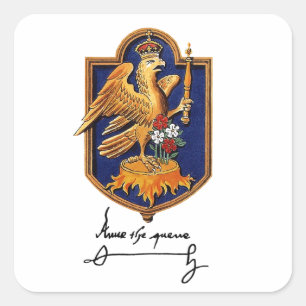 Anne Boleyn Unterschrift und Wappen Quadratischer Aufkleber