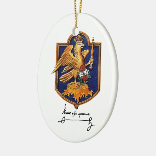 Anne- Boleynunterzeichnung u. Wappen Keramikornament (Links)