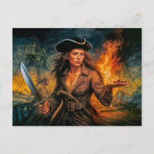 Anne Bonny Legendäre Piratin Portrait Postkarte