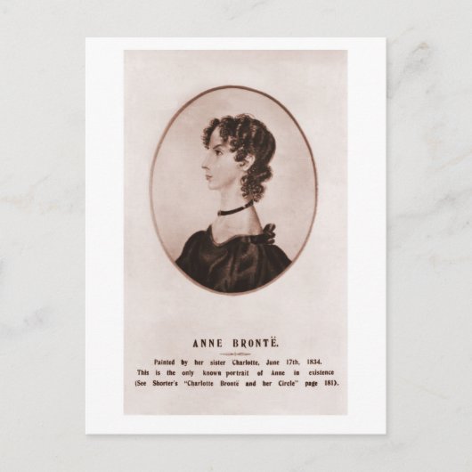 Anne Brontë Portrait sepia Postkarte (Vorderseite)