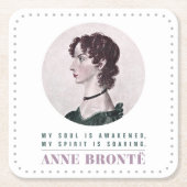 Anne Bronte Portrait und Zitat Mein Soul ist erwac Rechteckiger Pappuntersetzer (Vorderseite)