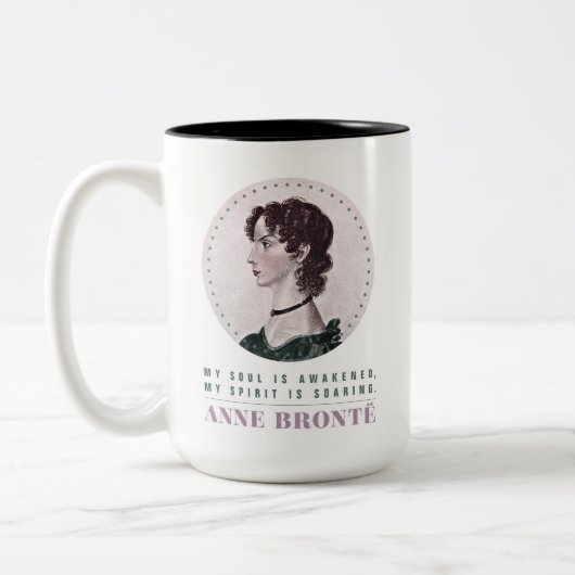 Anne Bronte Portrait und Zitat Mein Soul ist erwac Zweifarbige Tasse (Links)