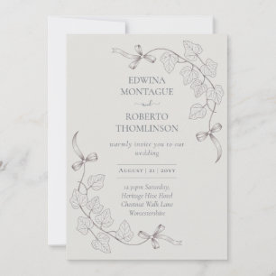 Anne Elliot Stille Romanze Hochzeit - Efeu-Schleif Einladung