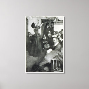 Anne Hutchinson, die in ihrem Haus in Boston Leinwanddruck