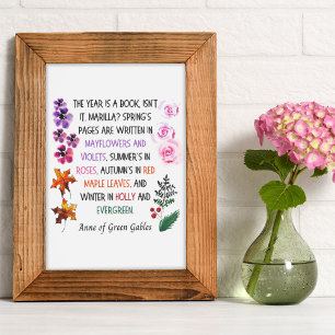 Anne of Green Gables farbenfroh botanisch Gezeichn Poster