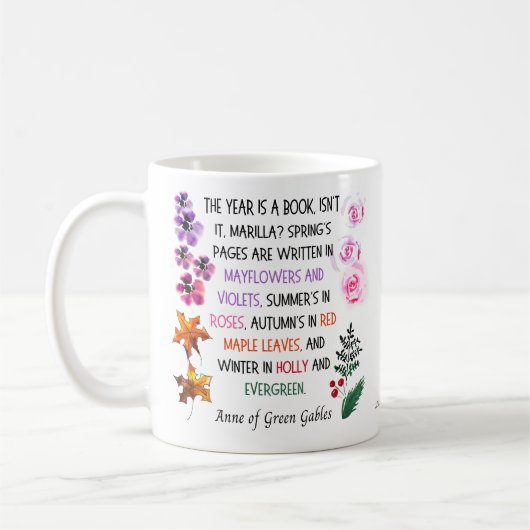 Anne of Green Gables Zitat farbenfroh handGezeichn Kaffeetasse (Links)
