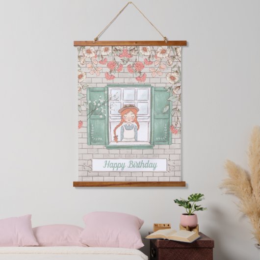 Anne von Green Gables Birthday Hanging Tapestry Wandteppich Mit Holzrahmen (Schlafzimmer)