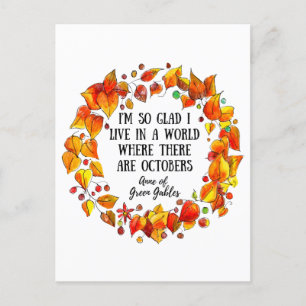 Anne von Green Gables Literarische Herbsthandzeich Postkarte