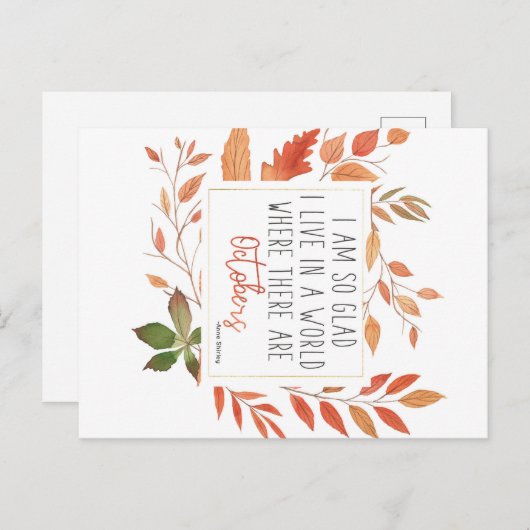 Anne von Green Gables Oktober Zitat Herbst Postkar Postkarte (Vorne/Hinten)