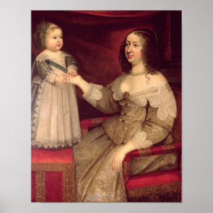 Anne von Österreich mit ihrem Sohn Louis XIV Poster